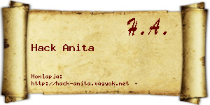 Hack Anita névjegykártya
